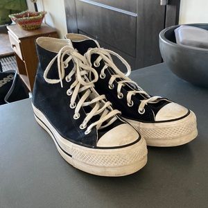 Black platform Converse high tops